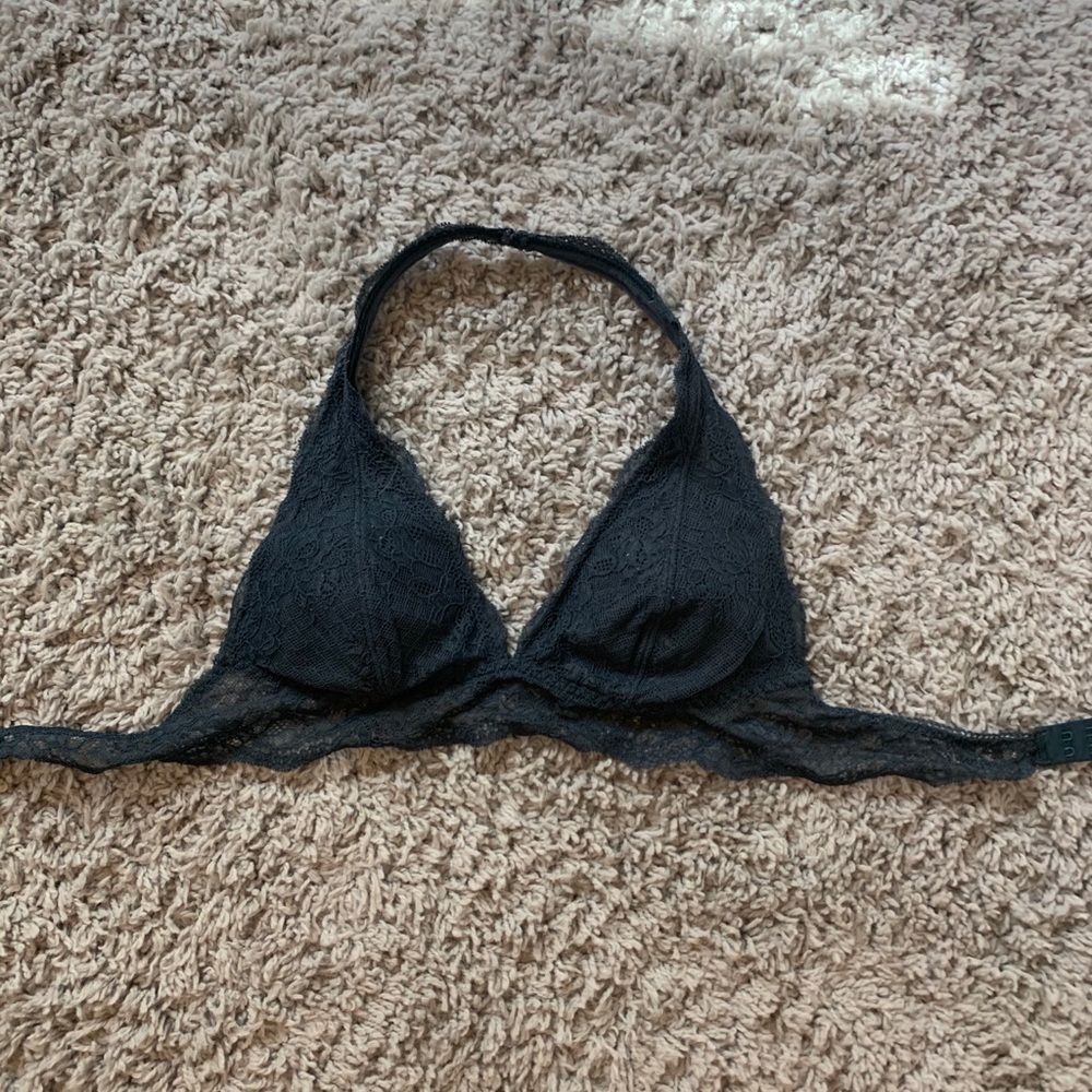 Blue lace halter bralette
